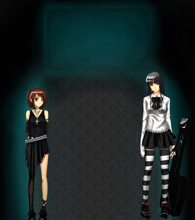 Anime girls black white outfit free wallpaper for tablet - medium preview image