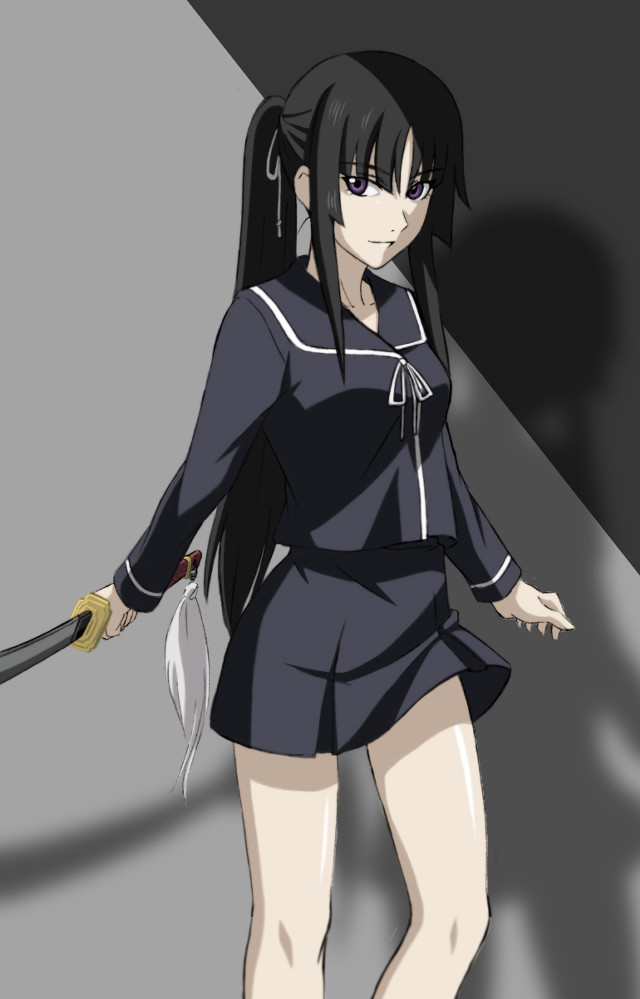 Girl short dress sword shadow free wallpaper for mobile - medium preview image