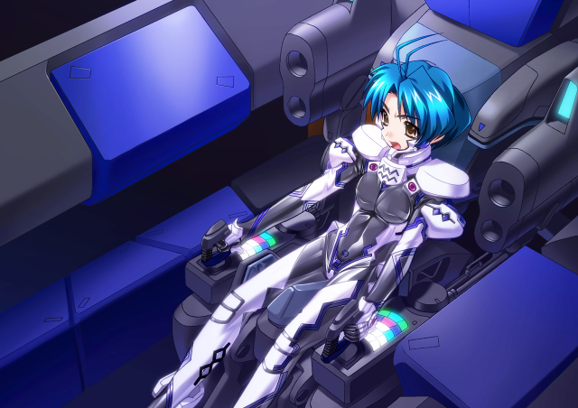 Robot girl blue chair blue free wallpaper for desktop - medium preview image
