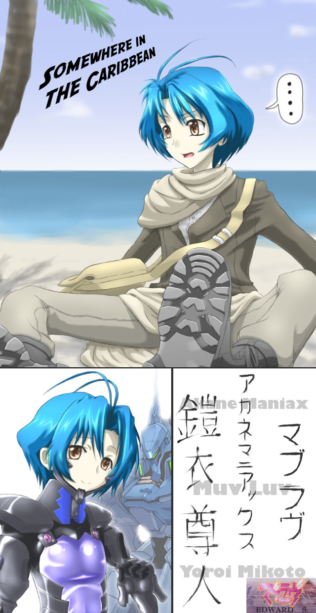 Beach girls bluehair manga military free wallpaper for mobile - medium preview image