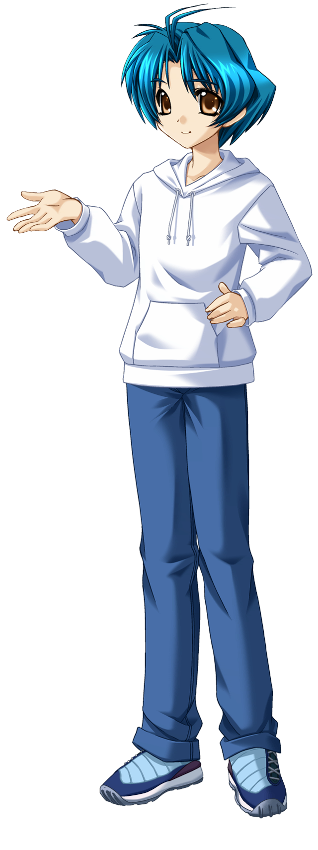 Blue hair white hoodie blue free wallpaper for mobile - medium preview image