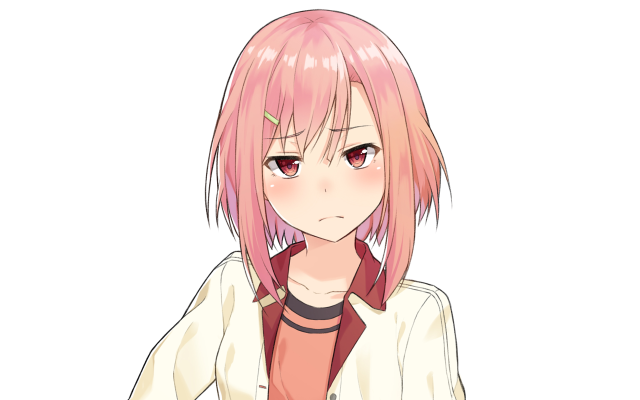 Pink haired girl collared shirt free wallpaper for desktop - medium preview image