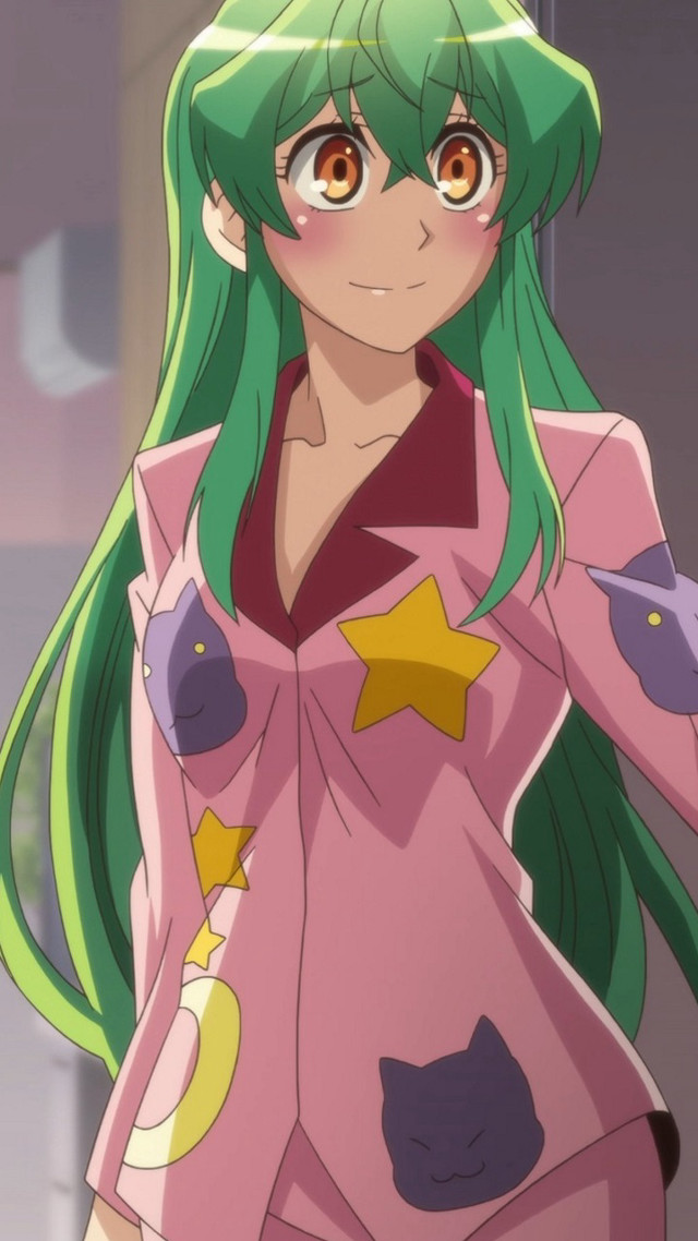 Green hair pink outfit stars free wallpaper for mobile - medium preview image