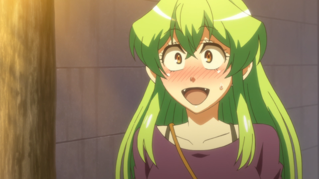 Woman green hair surprised expression free wallpaper for desktop - medium preview image