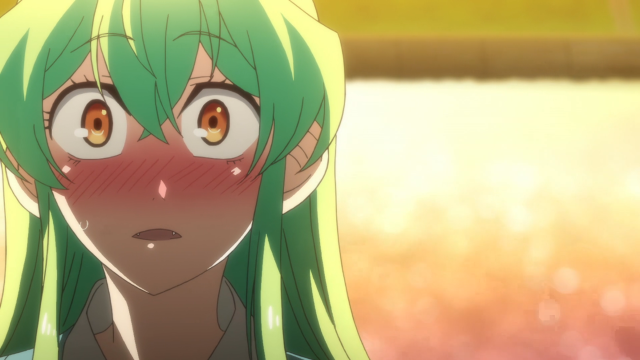 Green hair big eyes blush free wallpaper for desktop - medium preview image