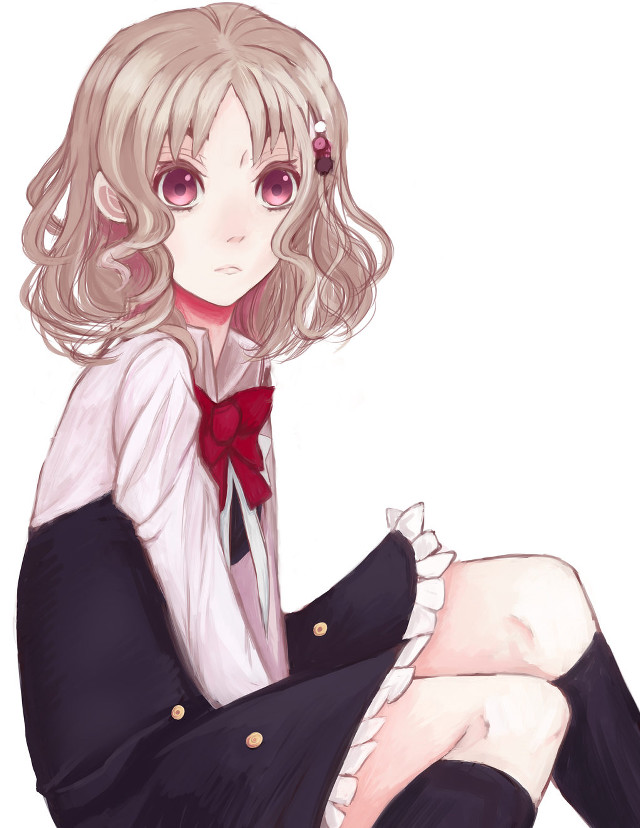 Blonde woman red bow sitting free wallpaper for mobile - medium preview image