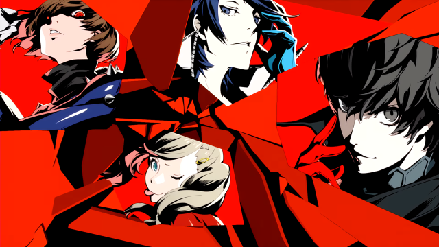 Anime characters red background black free wallpaper for desktop - medium preview image