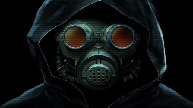 Man gasmask hood glowingredlight cedricseaut free wallpaper for desktop - medium preview image