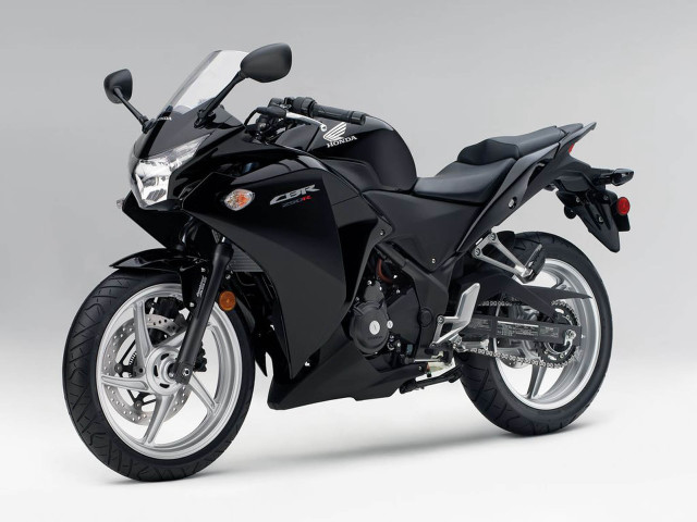 Black motorcycle parked white gray free wallpaper for desktop - medium preview image