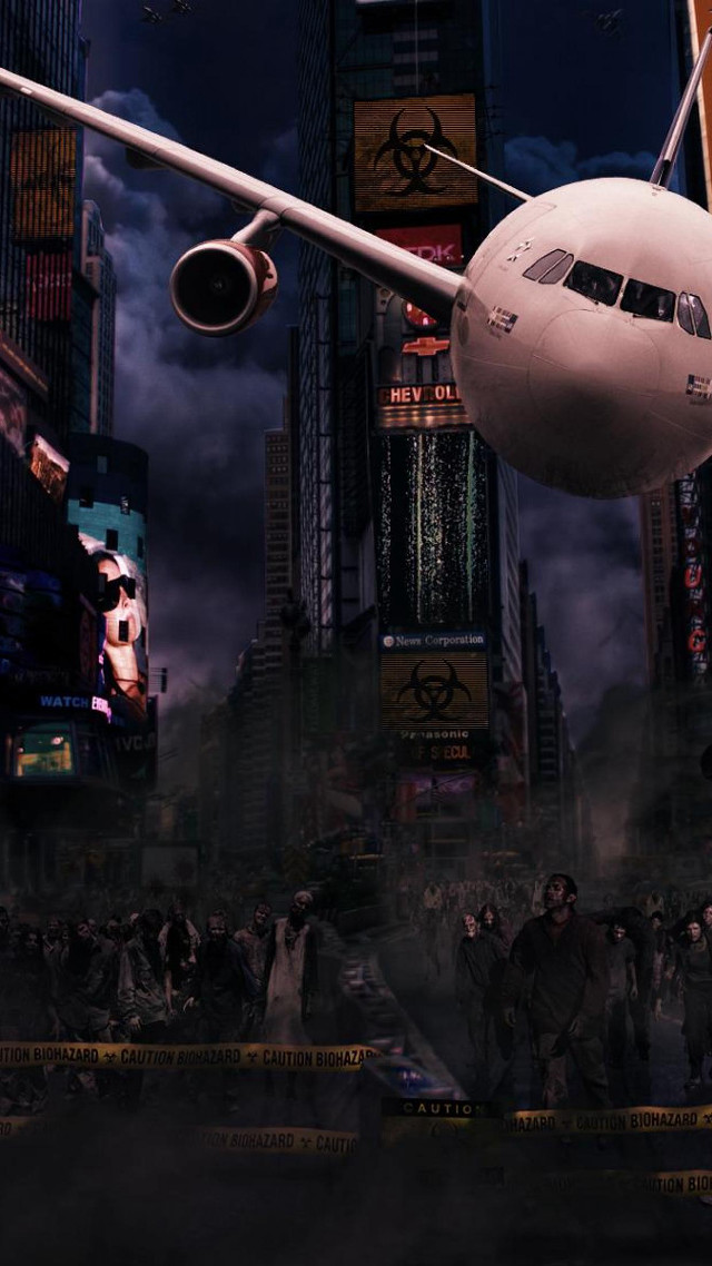 Large white airplane night city free wallpaper for mobile - medium preview image