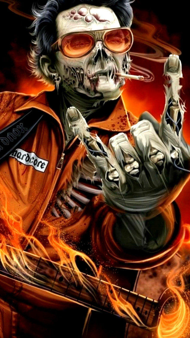 Skeleton flame jacket red glasses free wallpaper for mobile - medium preview image