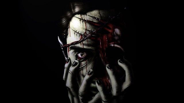 Creepy bloody person nails knife free wallpaper for desktop - medium preview image