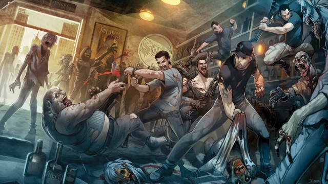 Zombies attacking man clock room free wallpaper for desktop - medium preview image