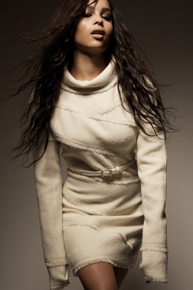 Woman white dress sweater belt free wallpaper for mobile - medium preview image