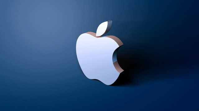 Apple logo blue background shadow #2 free wallpaper for desktop - medium preview image
