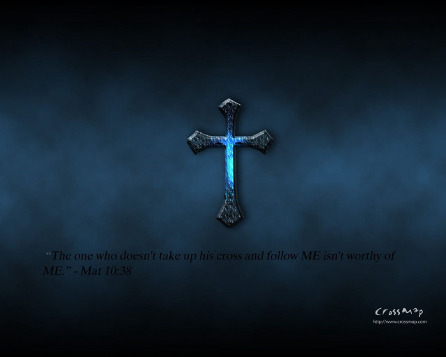 Cross bible verse blue glow free wallpaper for desktop - medium preview image