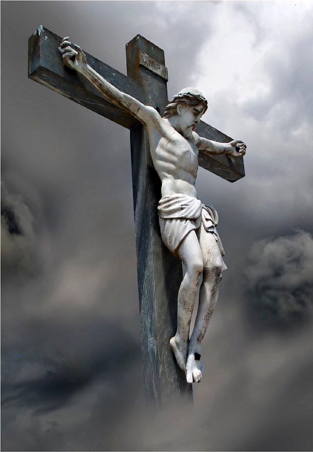 Jesus cross cloudy sky dark free wallpaper for mobile - medium preview image
