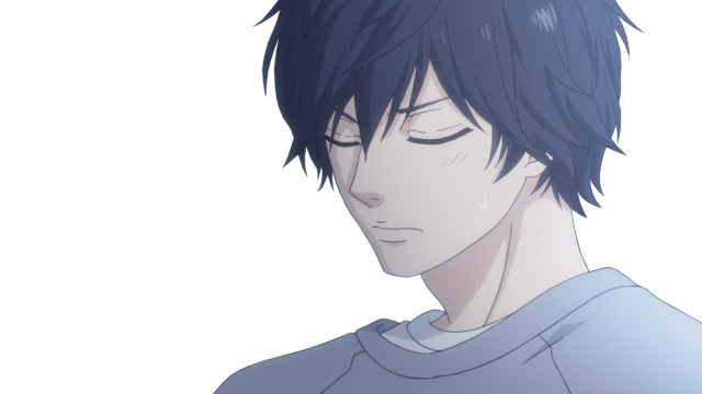 Blue hair sad man official free wallpaper for desktop - medium preview image