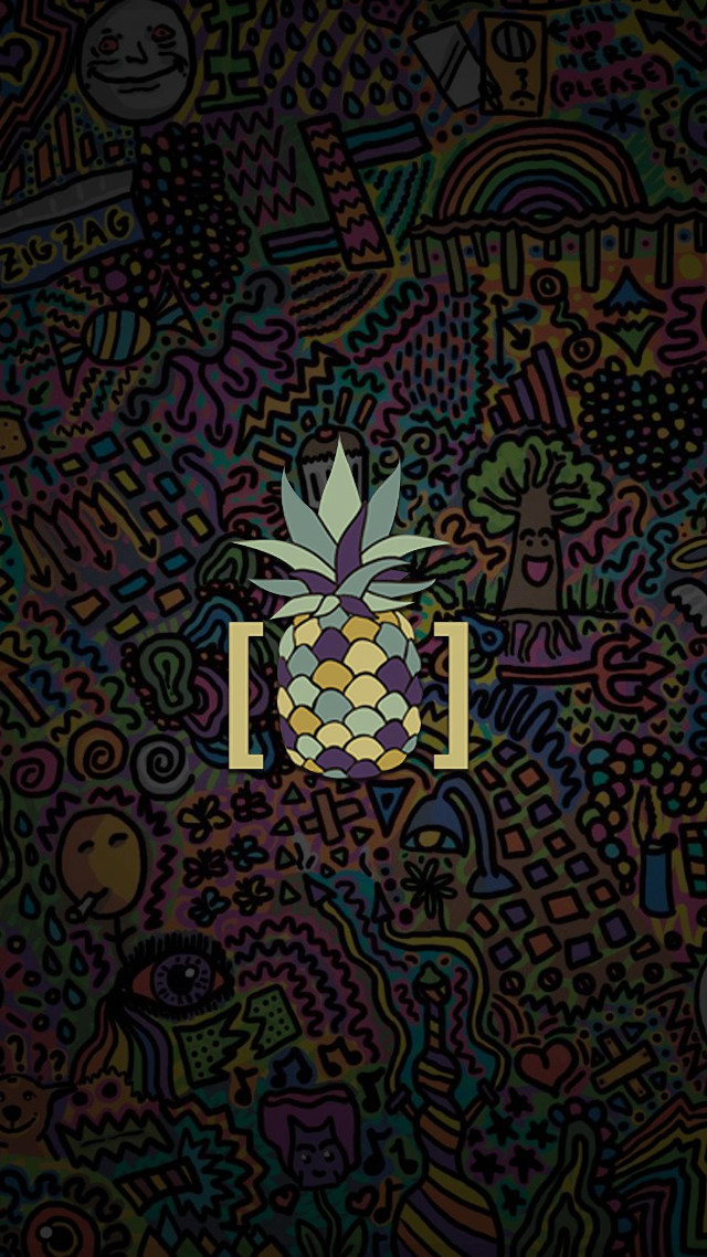 Colorful pineapple yellow frame pattern free wallpaper for mobile - medium preview image