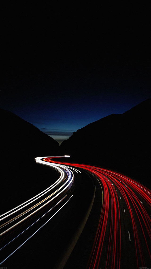 Highway long exposure night car free wallpaper for mobile - medium preview image