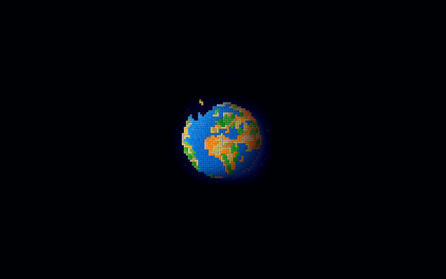 Earth space pixelart blue yellow free wallpaper for desktop - medium preview image