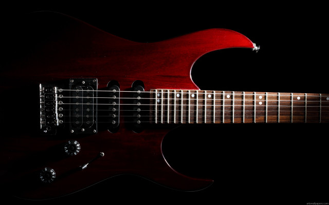 Red guitar black background guitar free wallpaper for desktop - medium preview image