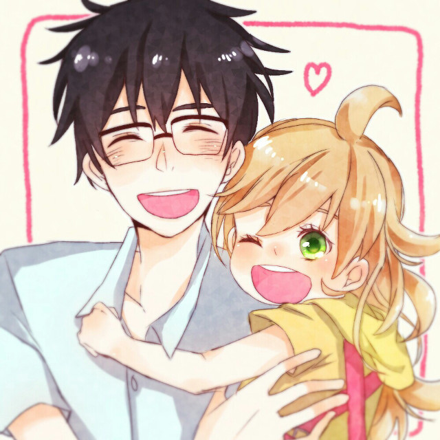 Hugging smiling boys heart manga free wallpaper for tablet - medium preview image