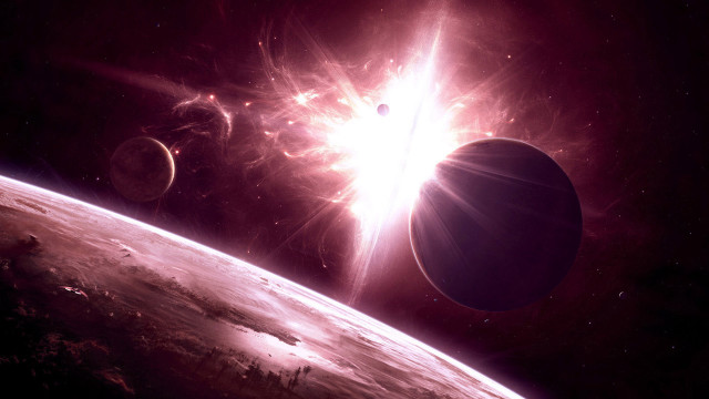 Space scene sun planets starry free wallpaper for desktop - medium preview image