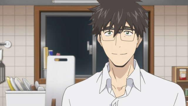 Man glasses kitchen refrigerator smile free wallpaper for desktop - medium preview image