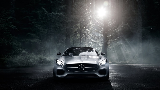 Mercedes sports car forest night #4 free wallpaper for desktop - medium preview image