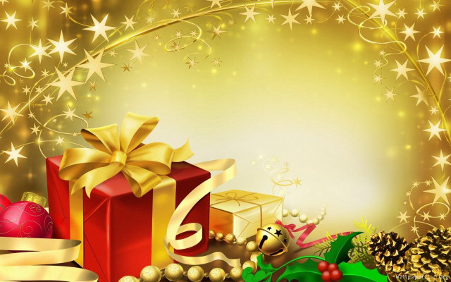 Christmas background presents decorations gold #7 free wallpaper for desktop - medium preview image