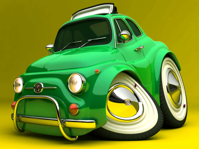 Green car yellow background yellow free wallpaper for desktop - medium preview image