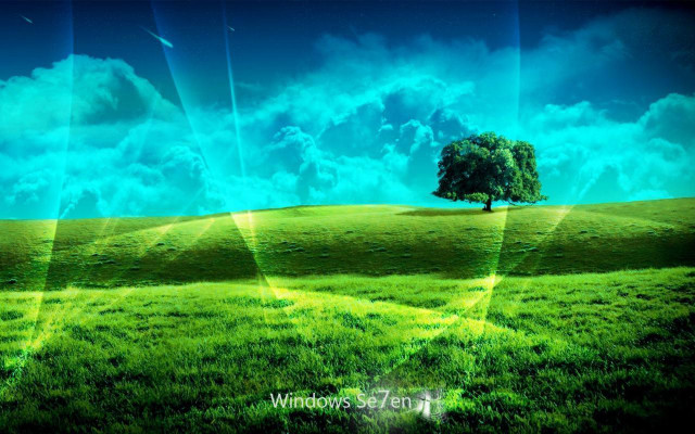 Green field tree sky clouds #5 free wallpaper for desktop - medium preview image