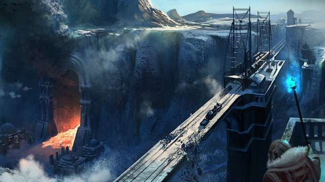 Man bridge mountain fire background free wallpaper for desktop - medium preview image