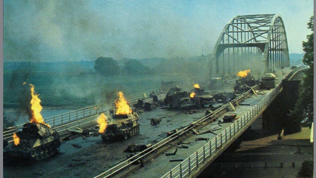 Bridge tanks fire road explosion free wallpaper for desktop - medium preview image