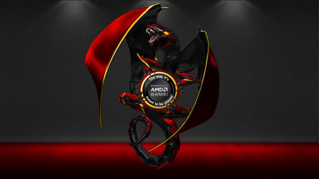 Red black sculpture ribbon logo free wallpaper for desktop - medium preview image