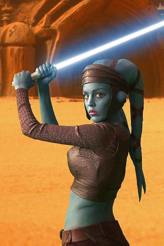 Woman star wars outfit sword free wallpaper for mobile - medium preview image
