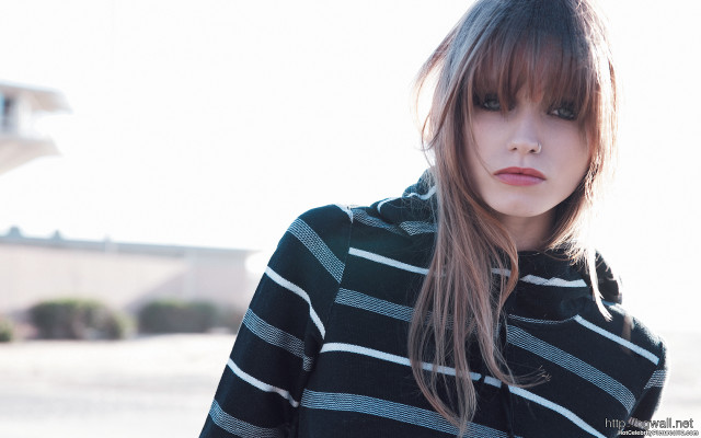 Woman long hair striped shirt #5 free wallpaper for desktop - medium preview image