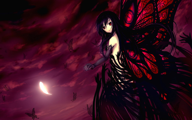 Night butterfly wings gothic anime free wallpaper for desktop - medium preview image