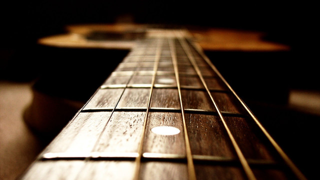 Guitar neck closeup wooden fret free wallpaper for desktop - medium preview image