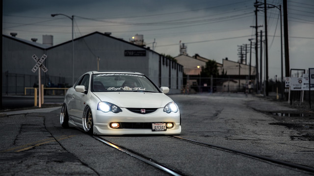 White car street train track free wallpaper for desktop - medium preview image