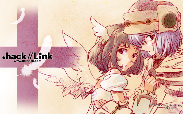 Anime characters wings pink background free wallpaper for desktop - medium preview image