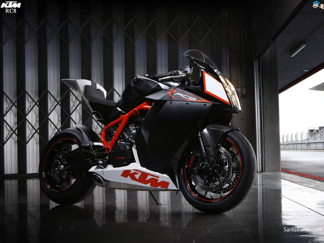 Black orange motorcycle garage building free wallpaper for desktop - medium preview image