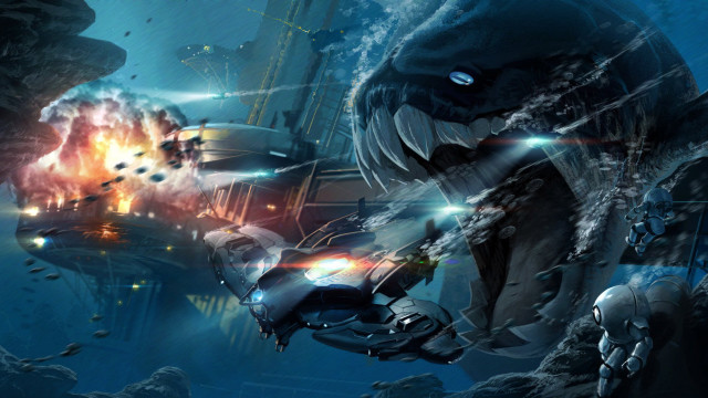 Alien attack ship ocean monster free wallpaper for desktop - medium preview image