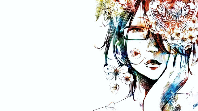 Woman flower crown glasses head free wallpaper for desktop - medium preview image
