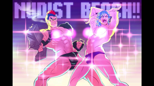 Cartoon characters dancing neon background free wallpaper for desktop - medium preview image