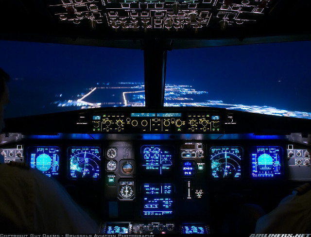 Man cockpit plane night lights #2 free wallpaper for desktop - medium preview image