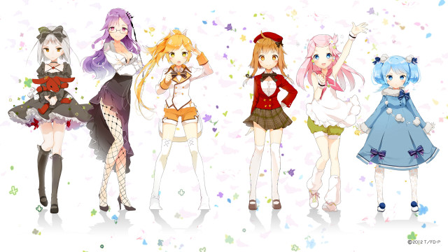 Anime girls stars confetti white free wallpaper for desktop - medium preview image