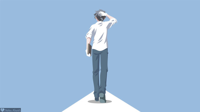 Man standing white surface hands free wallpaper for desktop - medium preview image