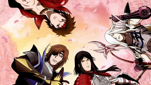 Anime characters group pink background #6 free wallpaper for desktop - medium preview image